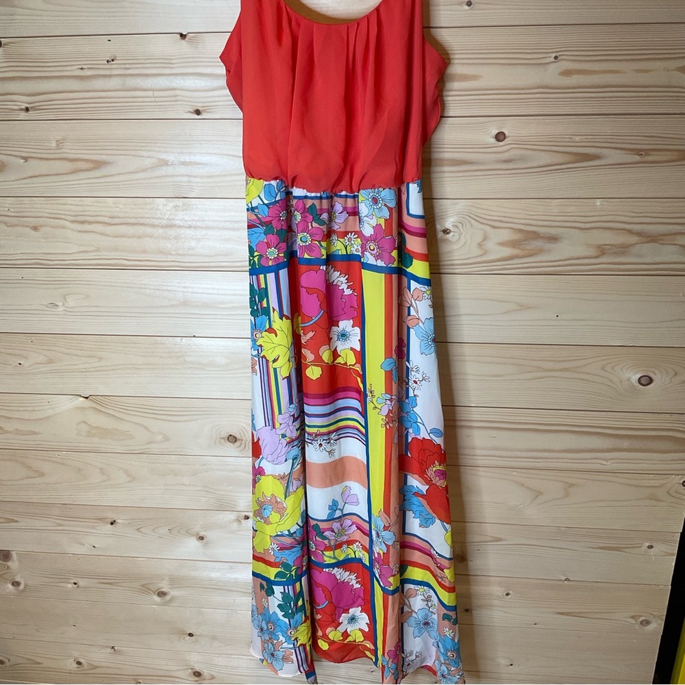 Robbie Bee Maxi Dress, multicolored, size 14, EUC